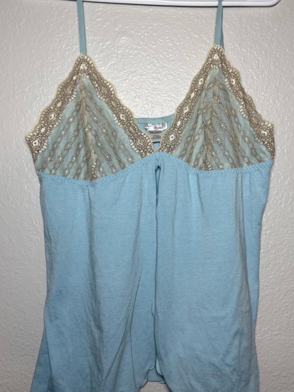 Clement & Eide Women's Light Blue Camisole Lace Trim Adjustable Strap X-Large